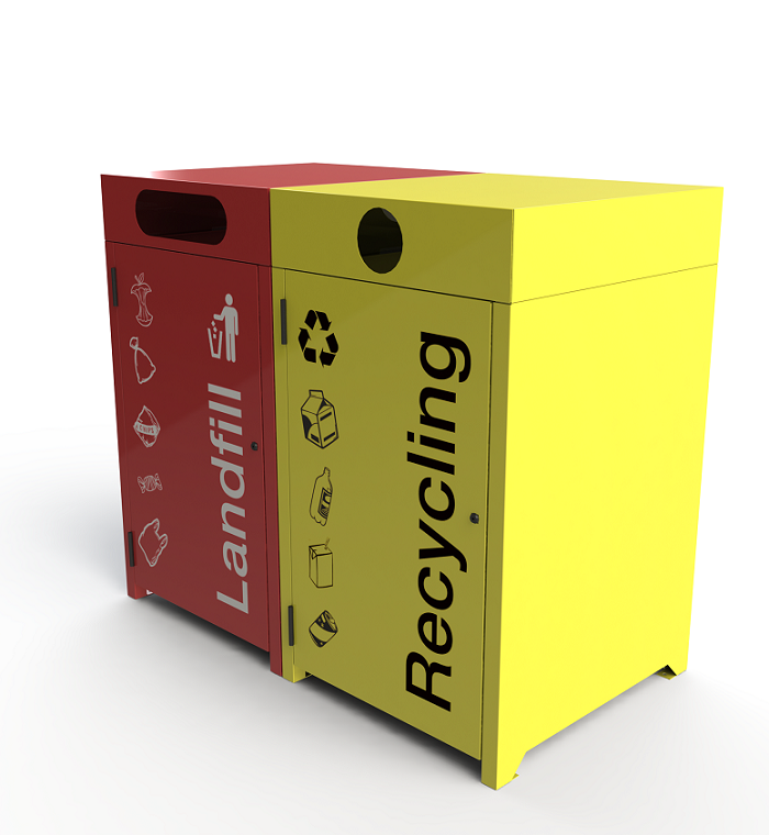 Athens Bin Enclosure - Cube Cover with Custom Coloured Bases & Signage