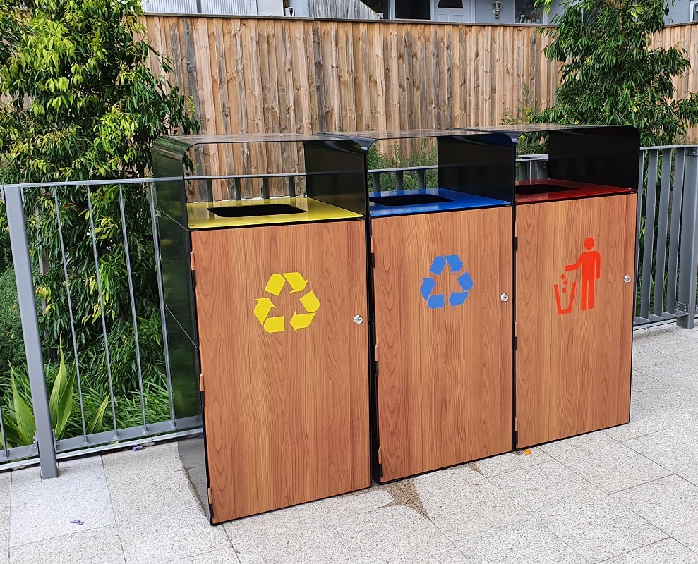 Prague Bin 80L Covered Top (Recycling, Paper and Waste)