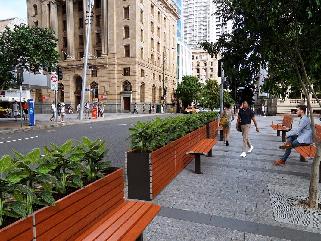 Barcelona Planter - Slimline Rectangular (Solid Ends) - Wood Grain Aluminium - Western Red Cedar