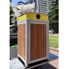 Athens Bin Enclosure - Timber Slat Powder Coated Curved Cover (Yellow Chute)