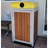 Athens Bin Enclosure - Timber Slat Powder Coated Curved Cover (Yellow Chute)