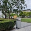 London Bin Covered Top - Stainless Steel - Anodised Aluminium Slats (With PC Pedestal Base)