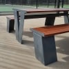 Paris Setting with Flat Benches - Wood Grain Aluminium