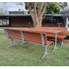 Madrid Setting with Seats - Splay Leg - Wood Grain Aluminium - Western Red Cedar