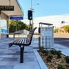 Athens Bin Enclosure - SS Laser Cut Base & SS Sloping Cover + Custom Madrid Seat - In-Ground - Wood Grain Aluminium (Western Red Cedar)