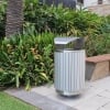 London Bin Covered Top - Stainless Steel - Anodised Aluminium Slats (With PC Pedestal Base)