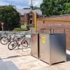 Athens Bin Enclosure - Stainless Steel Curved Cover + Custom Waste & Recycling Signage