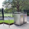 Athens Bin Enclosure - Stainless Steel Curved Cover + Custom Waste & Recycling Signage