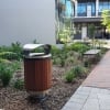 London Bin Covered Top - Stainless Steel - Merbau Slats