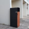 Prague Bin 60L Covered Top - Black - Western Red Cedar Door