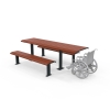 Barcelona Wheelchair Accessible Setting with Benches - Single End Accessible - Wood Grain Aluminium - Western Red Cedar