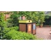 Athens Bin Enclosure - Enviroslat Walnut Base & SS Curved Cover & - Waste Streams (Black) - Yellow Chute