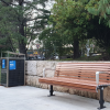 Athens Bin Enclosure - Custom SS Laser Cut Base & SS Sloping Cover + Custom Madrid Seat - In-Ground - Wood Grain Aluminium (Western Red Cedar)