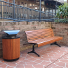 Madrid Seat - Splay Leg - Western Red Cedar (Custom) & Covered London Bin