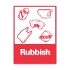 Rubbish Sign (Red & White) - Metal