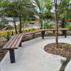 Woodville 90° Angled Bench - Merbau Hardwood (In-Ground)