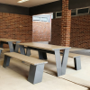 Paris Setting with Flat Benches - Wood Grain Ali - Blonde Oak
