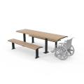 Barcelona Wheelchair Accessible Setting with Benches - Single End Accessible - Wood Grain Aluminium - Blonde Oak