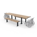 Barcelona Wheelchair Accessible Setting with Benches - Double End Accessible - Wood Grain Aluminium - Blonde Oak