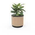 London Planter (Short) - Wood Grain Aluminium (Blonde Oak) - (Powder Coated Black)