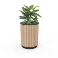 London Planter (Tall) - Wood Grain Aluminium (Blonde Oak) - (Powder Coated Black)
