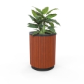 London Planter (Tall) - Wood Grain Aluminium (Western Red Cedar) - (Powder Coated Black)