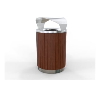 London Bin Covered Top - Stainless Steel - Merbau Slats