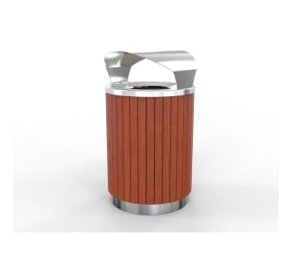 London Bin Covered Top - Stainless Steel - Wood Grain Aluminium (Western Red Cedar)