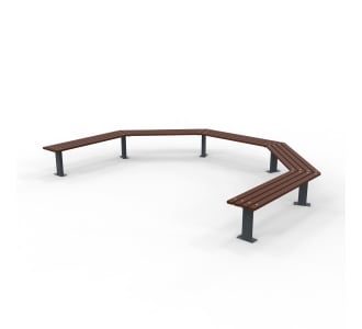 Woodville 180° Angled Bench - Merbau Hardwood (Bolt Down)