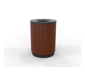 London Bin - Powder Coated Black - Merbau Slats