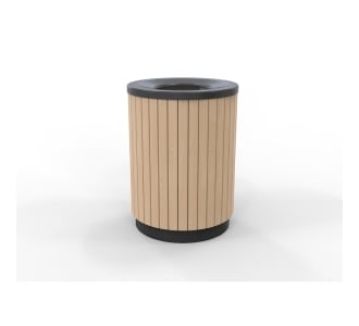 London Bin - Powder Coated Black - Wood Grain Aluminium (Blonde Oak)