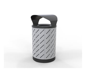 London Bin Covered Top - Powder Coated Black - Laser Cut Steel Sides