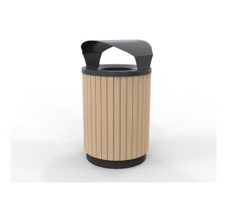 London Bin Covered Top - Powder Coated Black - Wood Grain Aluminium (Blonde Oak)