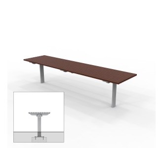 London Flat Bench - Subsurface Mount - Merbau Hardwood