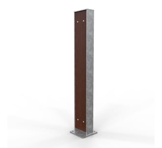 Galvanised  Architectural Bollard - Slatted (Merbau Hardwood)