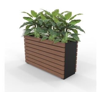 Barcelona Planter - Slimline Rectangular (Solid Ends) - Enviroslat Walnut