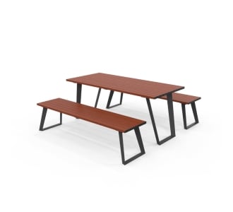 Vienna Setting with Benches - Wood Grain Aluminium - Western Red Cedar