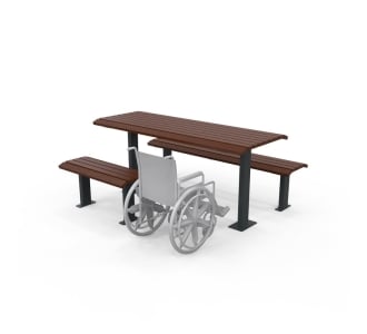 Barcelona Wheelchair Accessible Setting with Benches - Side Accessible - Merbau Hardwood