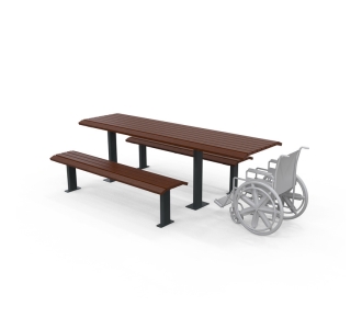 Barcelona Wheelchair Accessible Setting with Benches - Single End Accessible - Merbau Hardwood
