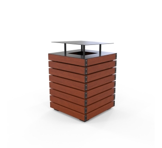 Barcelona Bin - Covered Top - Wood Grain Aluminium - Western Red Cedar