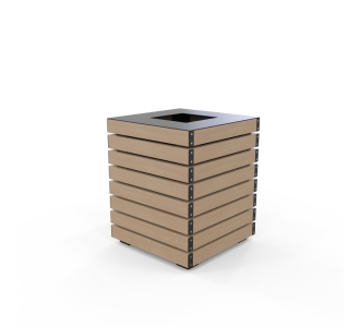 Barcelona Bin - Open Top - Wood Grain Aluminium - Blonde Oak