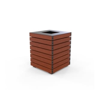 Barcelona Bin - Open Top - Wood Grain Aluminium - Western Red Cedar