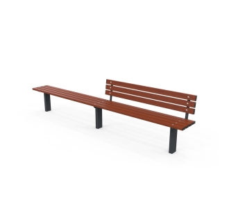 Woodville Seat & Bench Combo - In-Ground - Wood Grain Aluminium - Western Red Cedar