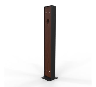 Berlin Bollard - Black Slatted with Hole - Merbau Hardwood