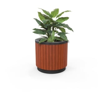 London Planter (Short) - Wood Grain Aluminium (Western Red Cedar) - (Powder Coated Black)