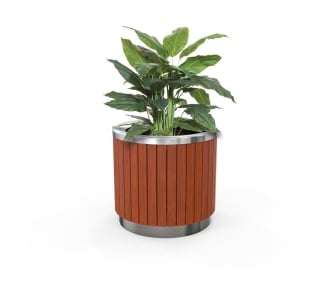 London Planter (Short) - Wood Grain Aluminium (Western Red Cedar) - (Stainless Steel)