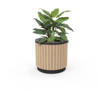 London Planter (Short) - Wood Grain Aluminium (Blonde Oak) - (Powder Coated Black)
