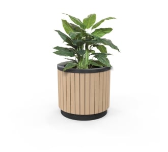 London Planter (Short) - Wood Grain Aluminium (Blonde Oak) - (Powder Coated Black)