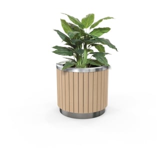 London Planter (Short) - Wood Grain Aluminium (Blonde Oak) - (Stainless Steel)