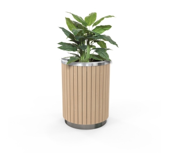 London Planter (Tall) - Wood Grain Aluminium (Blonde Oak) - (Stainless Steel)